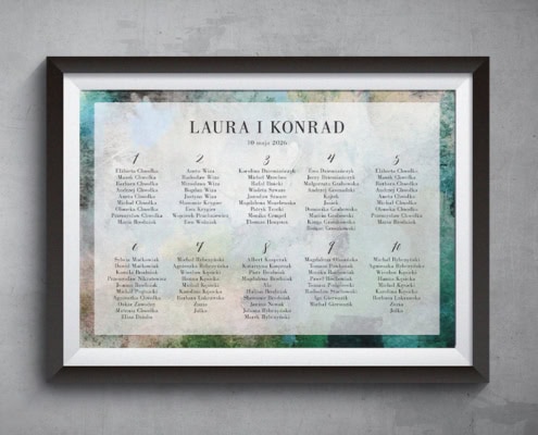 W stylu artystycznym (chłodne) - Plan usadzenia gości weselnych