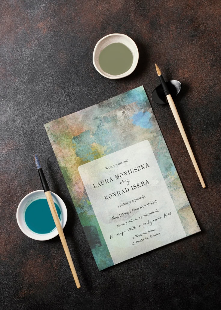 W stylu artystycznym (chłodne) - Zaproszenia ślubne