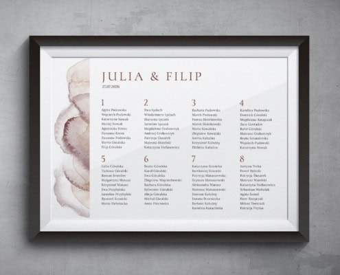 Ziemiste akwarele - Plan usadzenia gości weselnych Ziemiste akwarele - Plan usadzenia gości weselnych