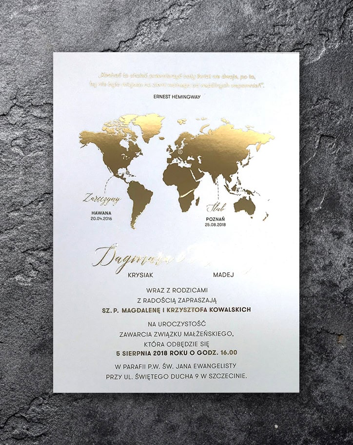 Złote zaproszenie podróżnicze Złota podróż Złote zaproszenie podróżnicze Złota podróż