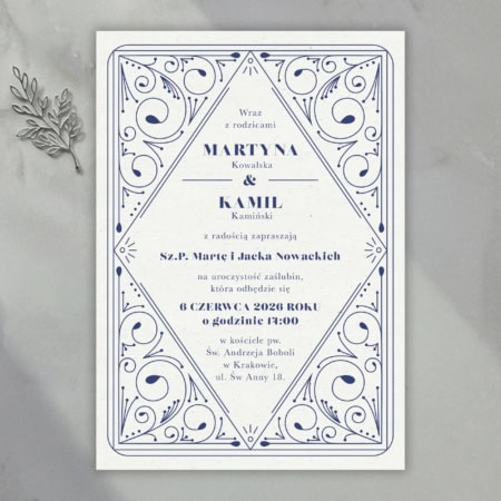 Filigranowe - ornamentalne zaproszenia ślubne i dodatki weselne