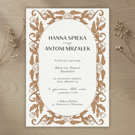 Florystyczne - ornamentalne zaproszenia ślubne i dodatki weselne