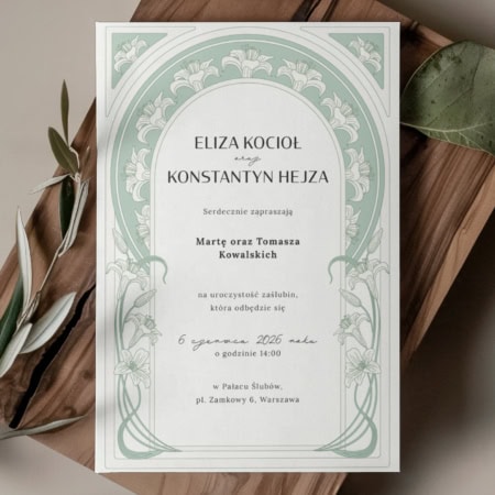 Secesyjne - eleganckie zaproszenia ślubne i dodatki weselne